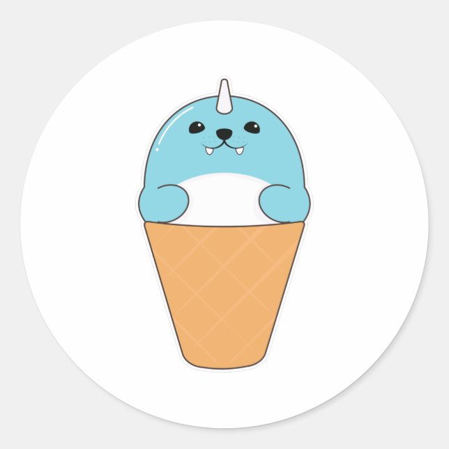Sticker Rond Sceau avec cône de crème glacée (Devant)