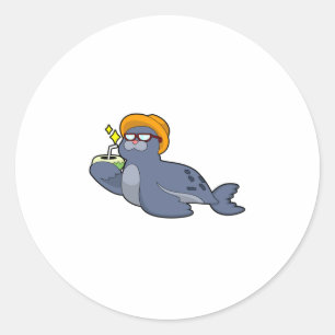 Sticker Rond Sceau avec noix de coco