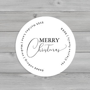Sticker Rond Sceau blanc simple moderne joyeux Enveloppe Noël