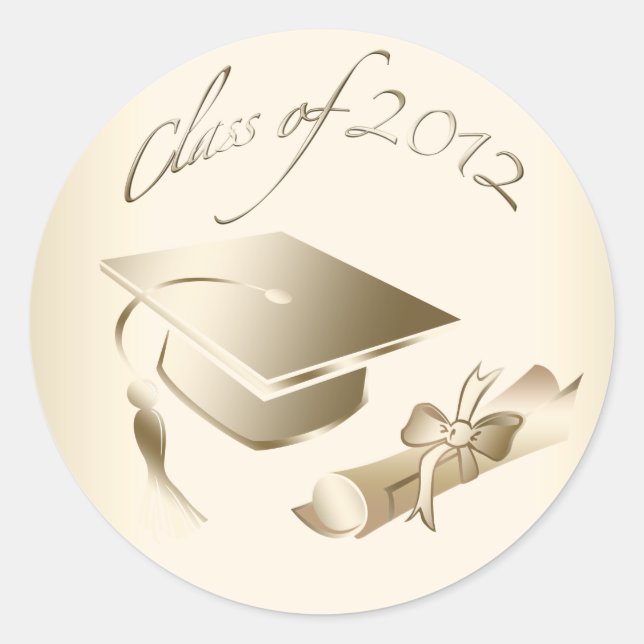 Sticker Rond Sceau Casquette et diplôme Gold 2012 (Devant)
