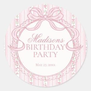 Sticker Rond Sceau circulaire de naissance floral fantaisie vin