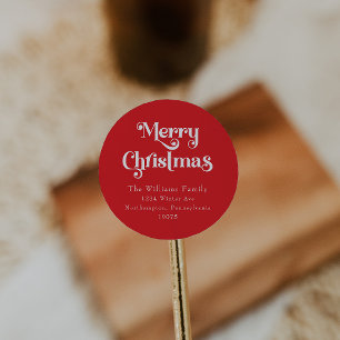 Sticker Rond Sceau classique simple rouge Joyeux Noël Enveloppe