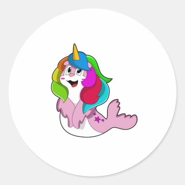 Sticker Rond Sceau comme licorne (Devant)