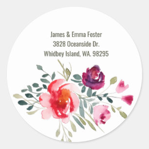 Sticker Rond Sceau d'adresse d'enveloppe de fleurs sauvages pei
