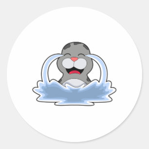 Sticker Rond Sceau dans l'eau