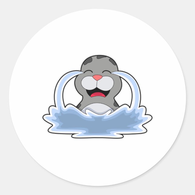 Sticker Rond Sceau dans l'eau (Devant)