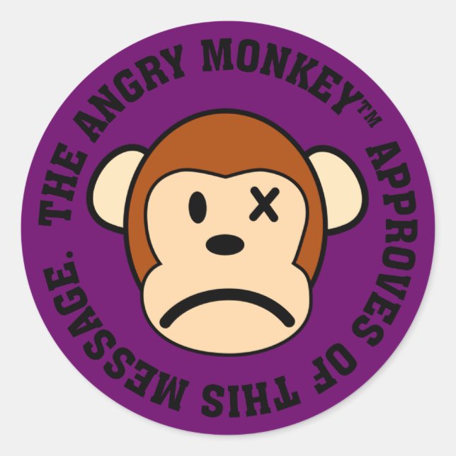 Sticker Rond Sceau d'approbation : Message endossé par Angry Mo (Devant)