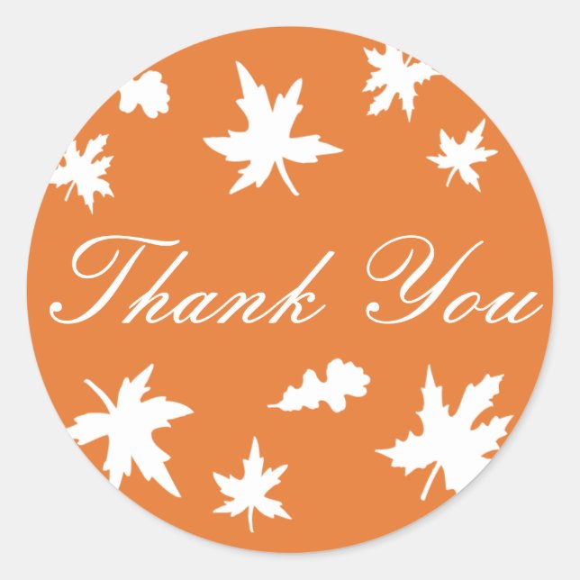 Sticker Rond Sceau d'autocollant Merci Feuilles d'automne (Devant)