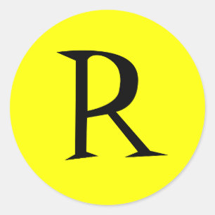 STICKER ROND SCEAU DE BÂTIMENT INITIAL JAUNE ET NOIR