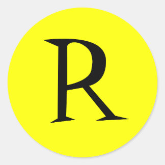 STICKER ROND SCEAU DE BÂTIMENT INITIAL JAUNE ET NOIR