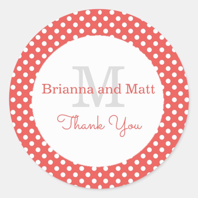 Sticker Rond Sceau de boîte à gâteau Mariage Polka rouge et bla (Devant)
