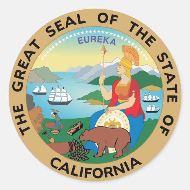 Sticker Rond Sceau de Californie (Devant)