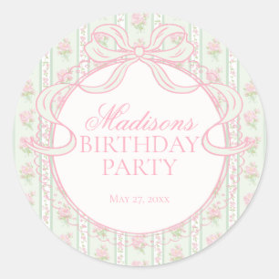 Sticker Rond Sceau de cercle d'anniversaire floral fantaisie vi