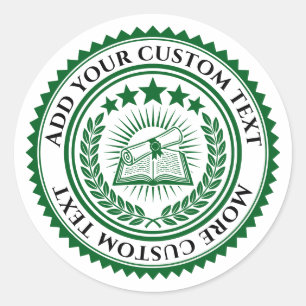 Sticker Rond Sceau de certificat couleur et texte 3D personnali