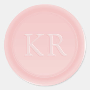 Sticker Rond Sceau de cire à mongramme élégant rose tendre