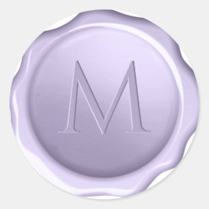 Sticker Rond Sceau de cire de lavande de monogramme Embossé ini