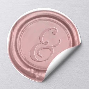 Sticker Rond Sceau de cire de Mariage d'or rose