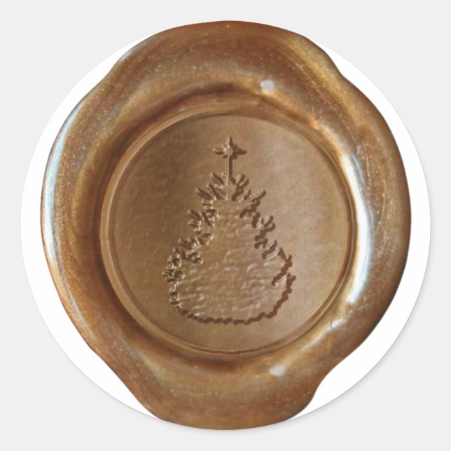 Sticker Rond Sceau de cire Faux - Cuivre - ARBRE XMAS (Devant)