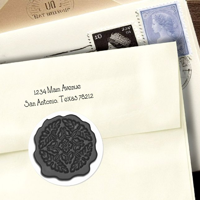 Sticker Rond Sceau de cire Faux, Noir (Créateur téléchargé)