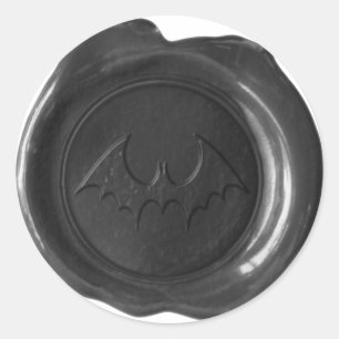 Sticker Rond Sceau de cire Faux - Noir - BAT 02