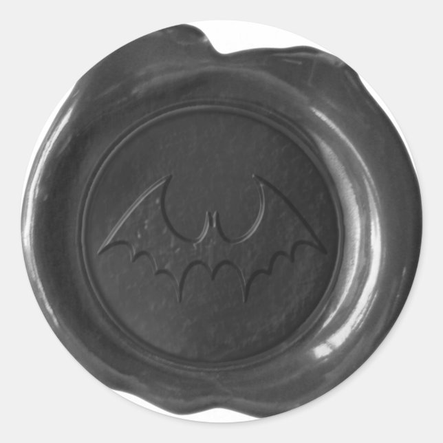 Sticker Rond Sceau de cire Faux - Noir - BAT 02 (Devant)