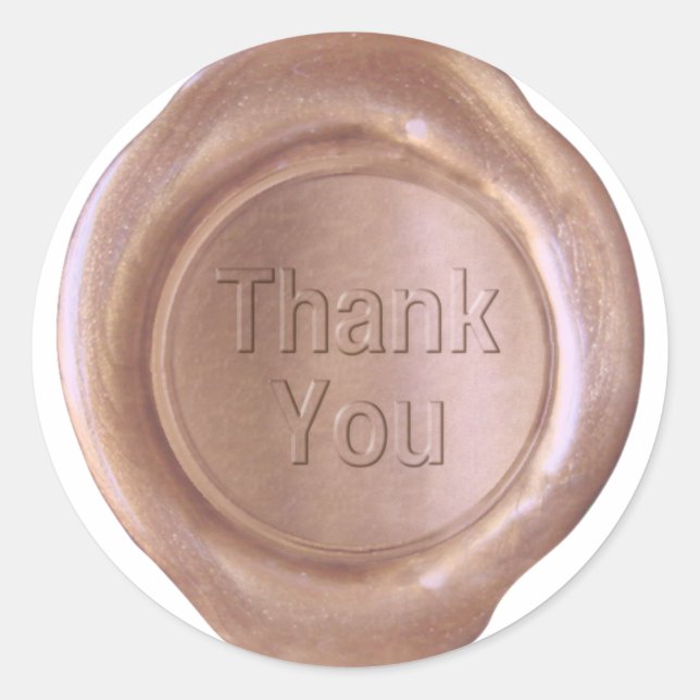 Sticker Rond Sceau de cire Faux - Or Rose - Bold - Merci (Devant)