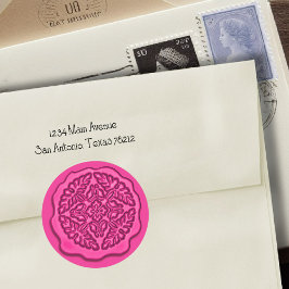 Sticker Rond Sceau de cire Faux, rose chaud