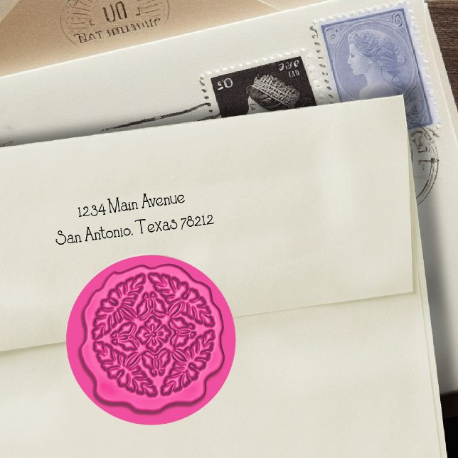 Sticker Rond Sceau de cire Faux, rose chaud (Créateur téléchargé)