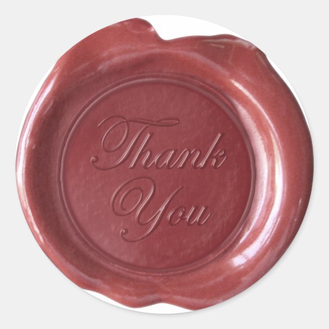 Sticker Rond Sceau de cire Faux - Script Bourgogne - Merci (Devant)