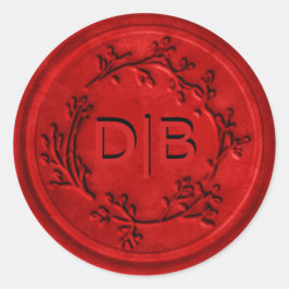 Sticker Rond Sceau de cire Mariage Monogramme Wreath