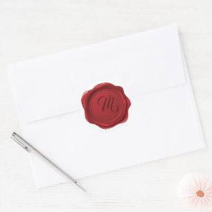 Sticker Rond Sceau de cire rouge monogramme