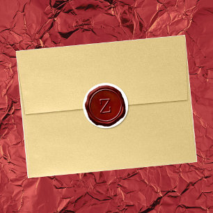 Sticker Rond Sceau de cire rouge Monogramme Z initial