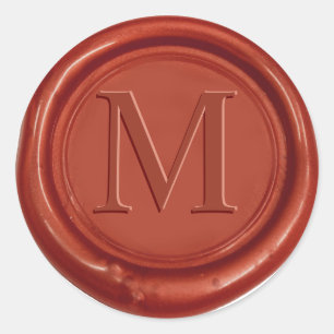 Sticker Rond Sceau de cire rouge personnalisé initial