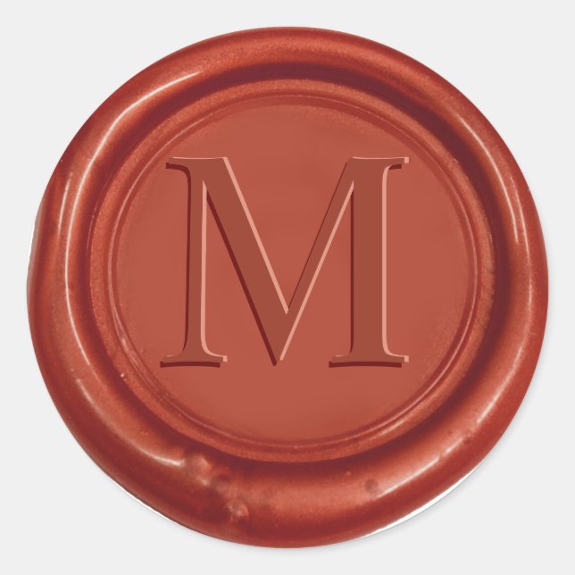 Sticker Rond Sceau de cire rouge personnalisé initial (Devant)