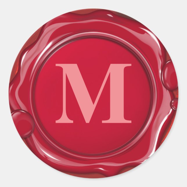Sticker Rond Sceau de cire rouge personnalisé initial (Devant)
