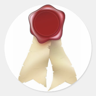Sticker Rond Sceau de cire rouge vierge et rubans