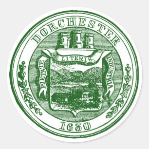 Sticker Rond Sceau de Dorchester Massachusetts, vert
