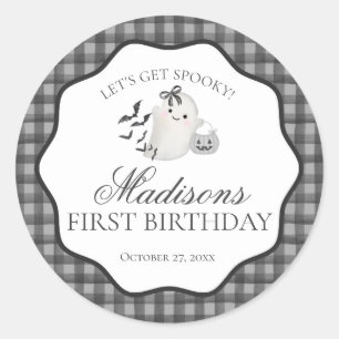 Sticker Rond Sceau de fête d'anniversaire de Little Boo en Ging