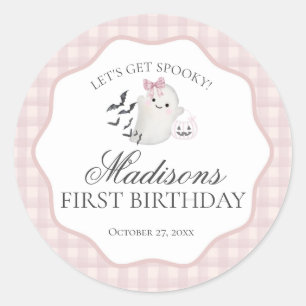Sticker Rond Sceau de fête d'anniversaire fantôme Little Boo pa