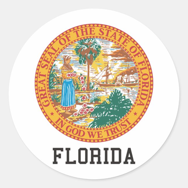 Sticker Rond Sceau de Floride (Devant)