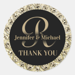 Sticker Rond Sceau de glam Merci en or