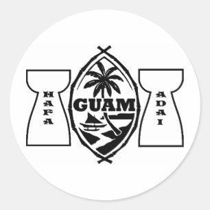 Sticker Rond Sceau de Guam avec pierres en lattes