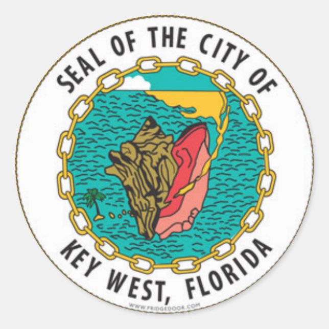 Sticker Rond Sceau de Key West, Floride (Devant)