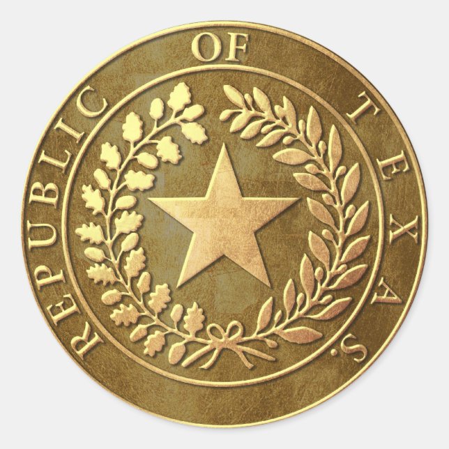 Sticker Rond Sceau de la République du Texas (Devant)