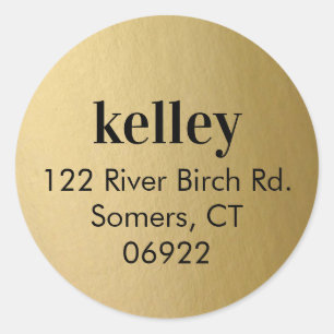 Sticker Rond Sceau de l'adresse d'impression, Faux Gold Foil
