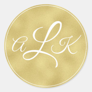 Sticker Rond Sceau de l'autocollant Monogram Gold