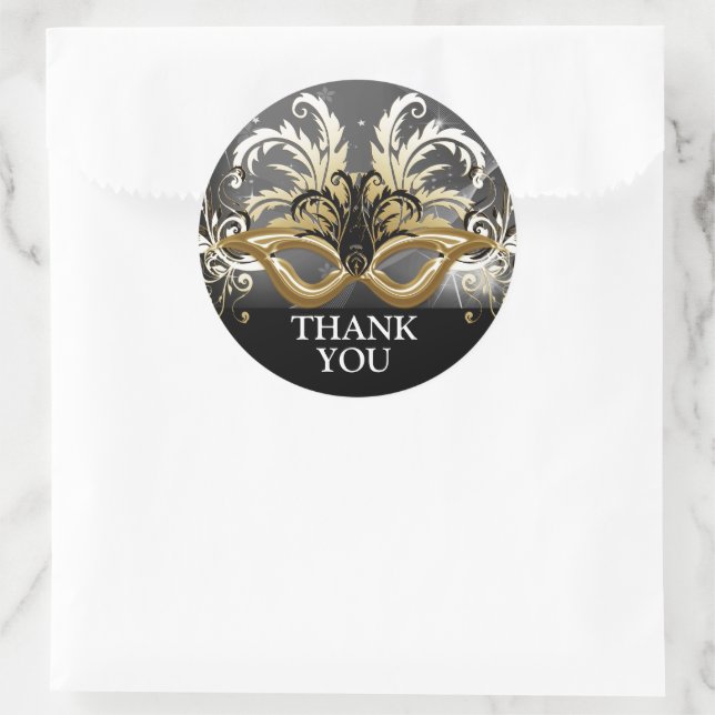 Sticker Rond Sceau de l'enveloppe de la mascarade Gold NYE (Sac)
