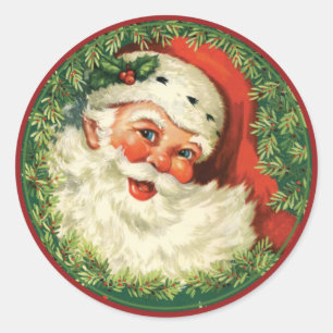 Sticker Rond Sceau de l'enveloppe de Noël Red & Green Père Noël
