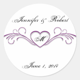 Sticker Rond Sceau de l'enveloppe du monogramme en argent viole