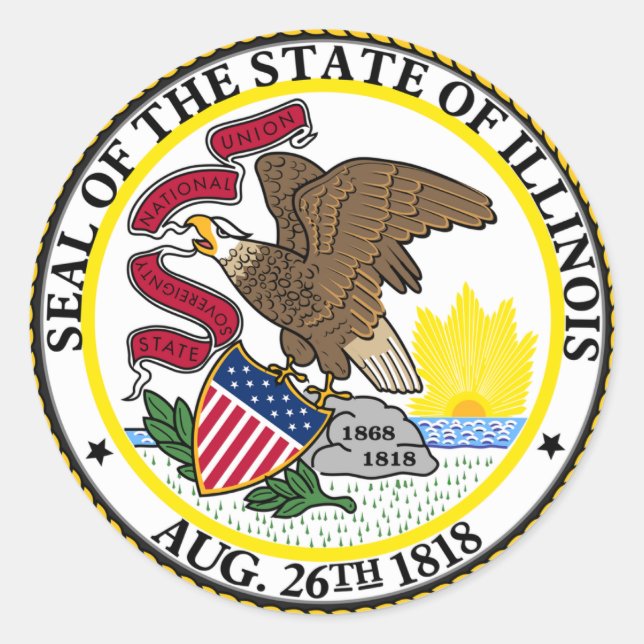 Sticker Rond Sceau de l'État de l'Illinois drapeaux du monde (Devant)